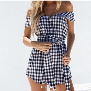 Gingham sabo skirt romper
